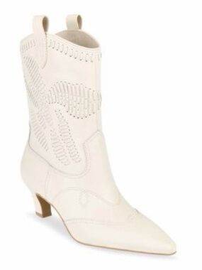 Women's Dolce Vita Cream Pointed-Toe Western Leather Ankle Boot